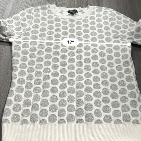Halogen x Atlantic Specific White & Silver Glitter Long Sleeve Sweater Size M - Picture 9 of 10